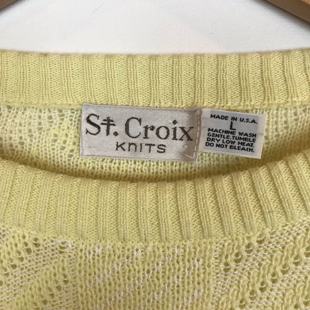 St. Croix Knits Pale Yellow Geometric Knit Sweater - Picture 8 of 8